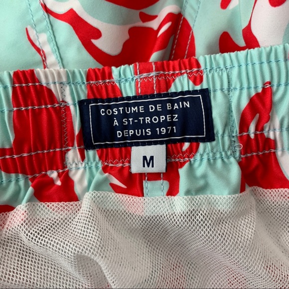 Vilebrequin Men Medium Shorts Swim Trunks Bathing Suit Blue Red Dolphin Printed - Picture 10 of 13